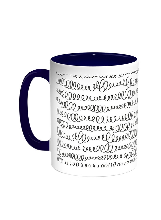 Spiral Lines Printed Coffee Mug Blue/White