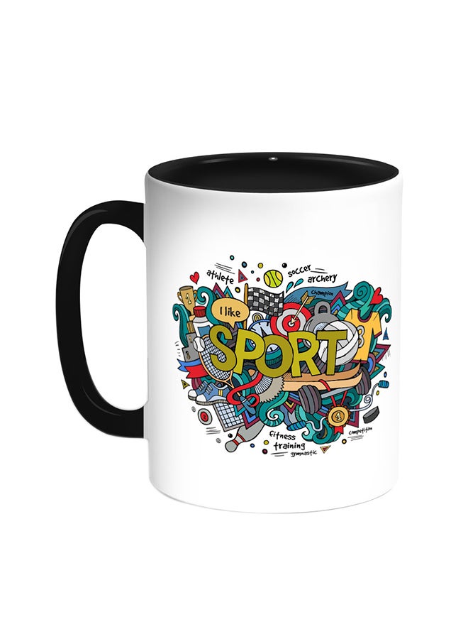 ديكالاك قدح قهوة - سبورت جيمز أسود/ أبيض