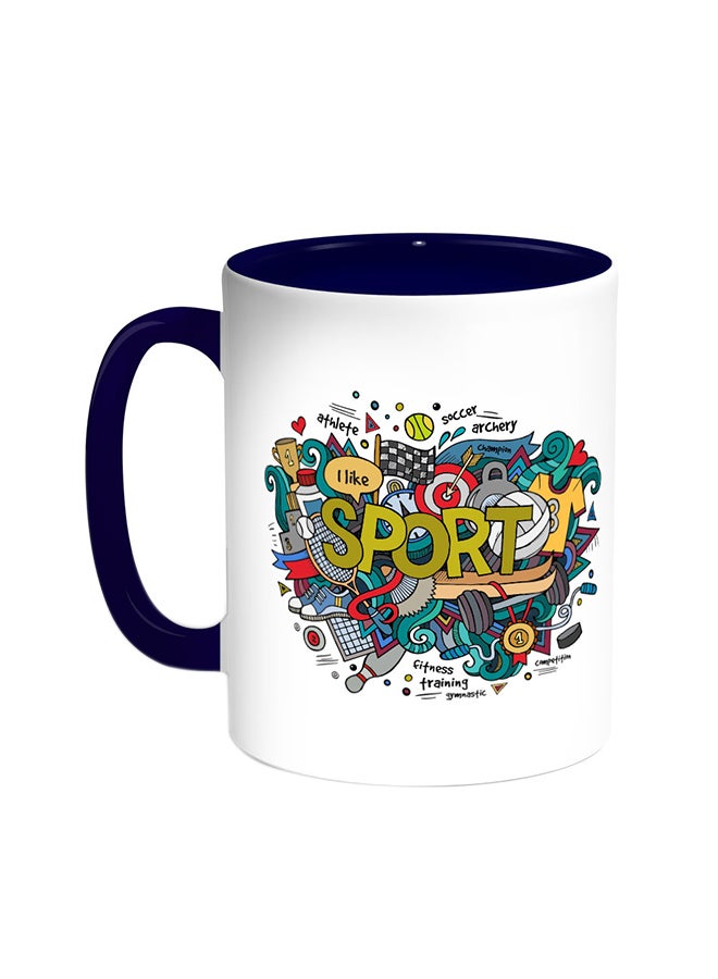 ديكالاك قدح قهوة - سبورت جيمز أزرق/ أبيض