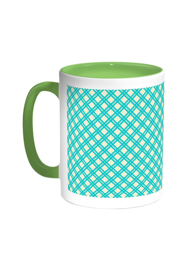 Decalac Squares Decorated Printed Coffee Mug Green/White