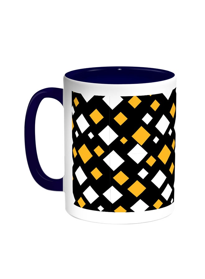 Squares Printed Coffee Mug Blue/White