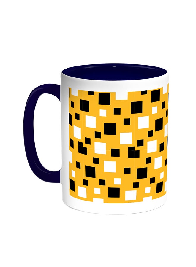 Squares Printed Coffee Mug Blue/White