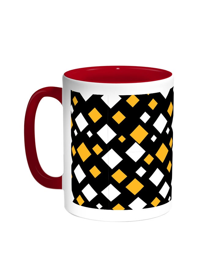 Squares Printed Coffee Mug Red/White