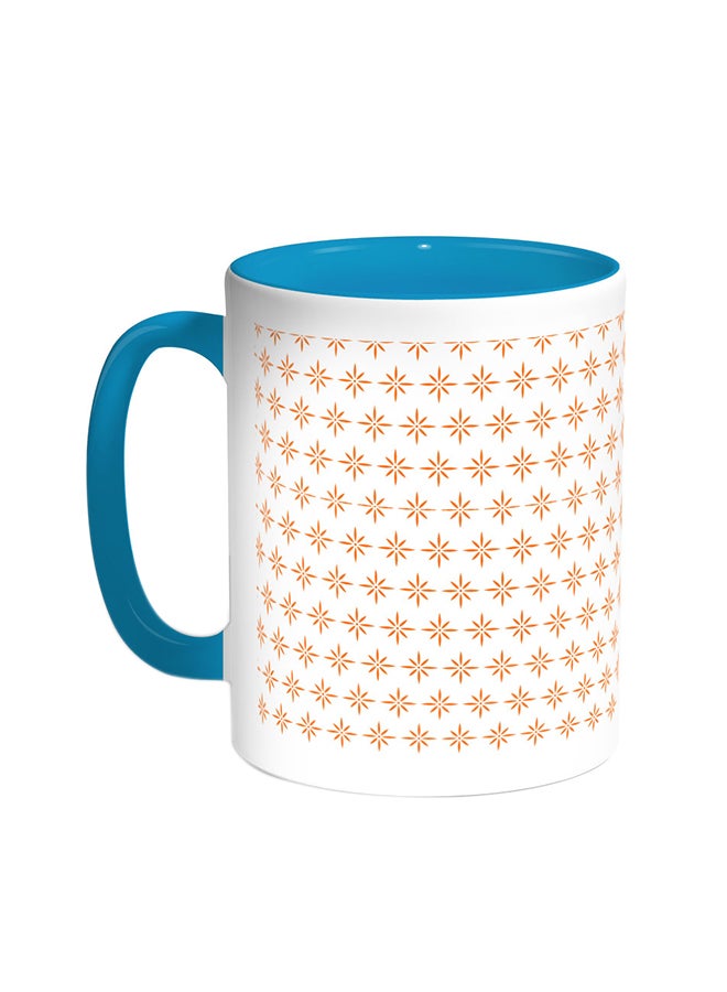 Stars Decoration Printed Coffee Mug Turquoise/White