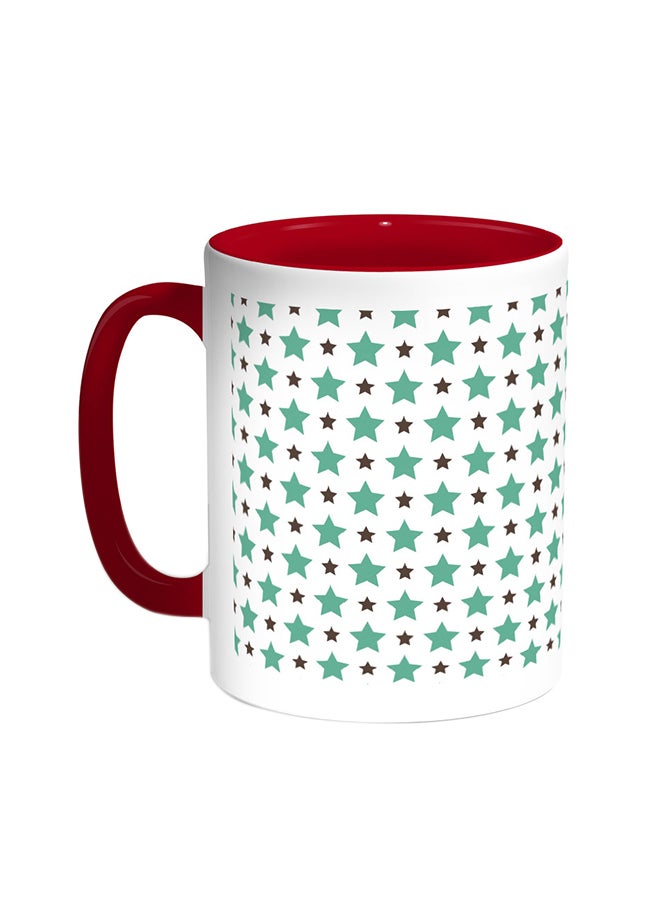 Stars Motifs Printed Coffee Mug Red/White