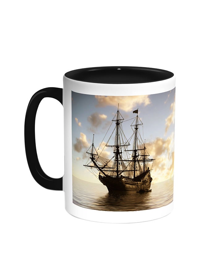 ديكالاك قدح قهوة - باخرة شراعية أسود/ أبيض