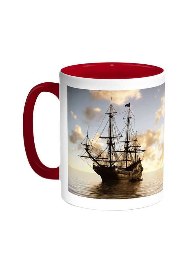 ديكالاك قدح قهوة - باخرة شراعية أحمر/أبيض