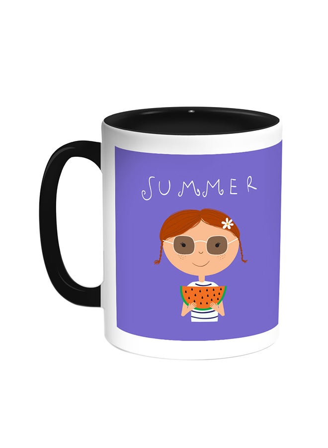 Decalac Summer Season Printed Coffee Mug Black/White