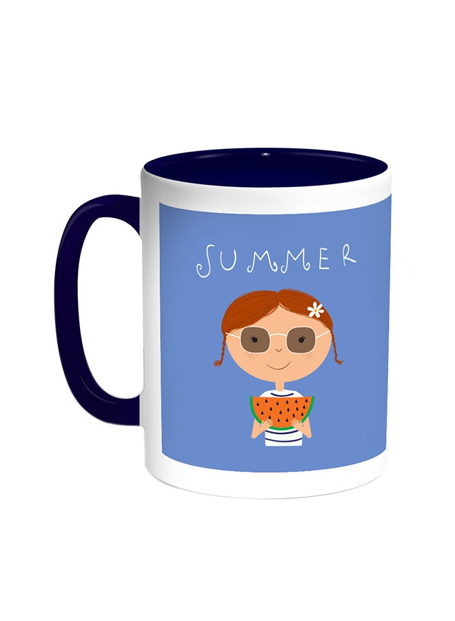 Decalac Summer Season Printed Coffee Mug Blue/White