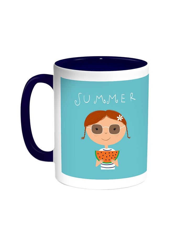 Decalac Summer Season Printed Coffee Mug Blue/White