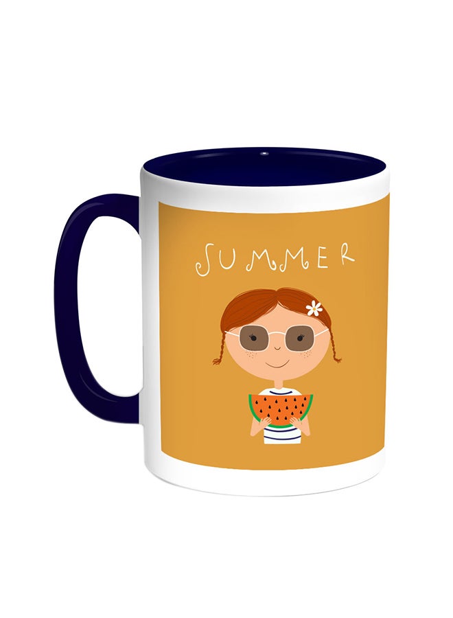 Summer Season Printed Coffee Mug Blue/White