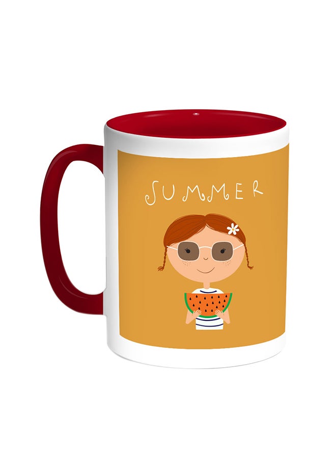Decalac Summer Season Printed Coffee Mug Red/White