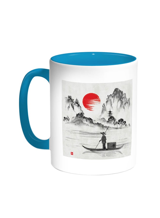 Decalac Sunset In China Printed Coffee Mug Turquoise/White