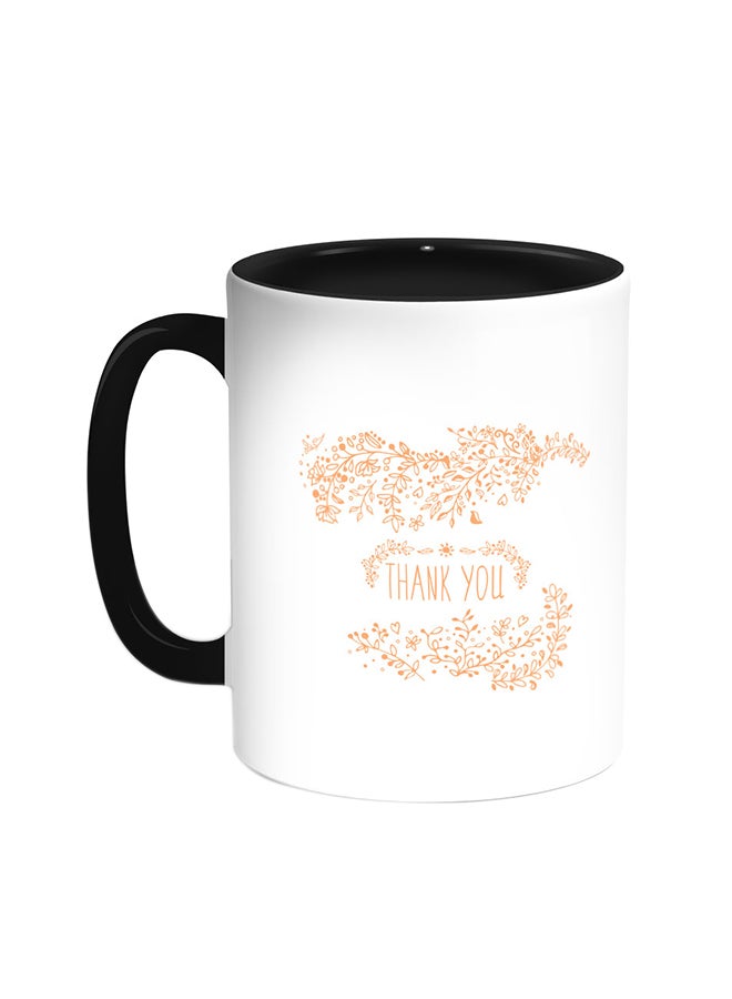 Thank You Printed Coffee Mug Black/White