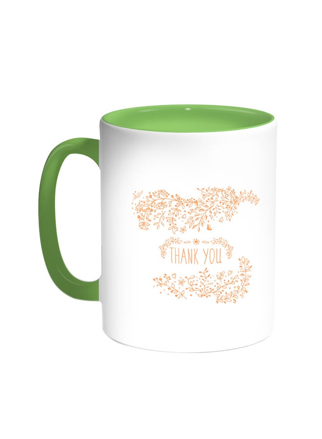 Decalac Thank You Printed Coffee Mug Green/White 