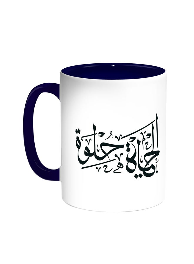 Decalac The Life Is Sweet Printed Coffee Mug Blue/White 