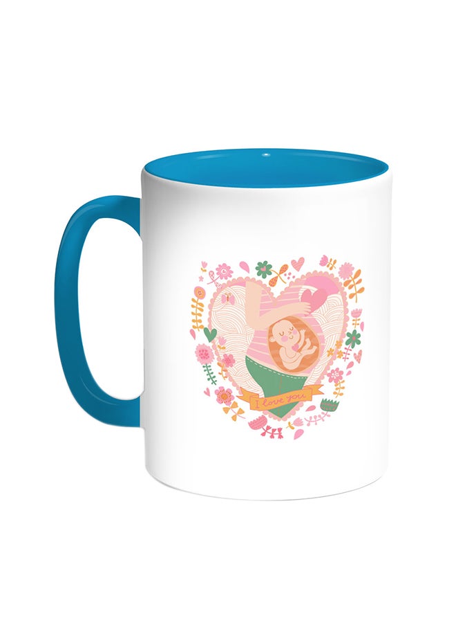 Decalac The Newborn Printed Coffee Mug Turquoise/White