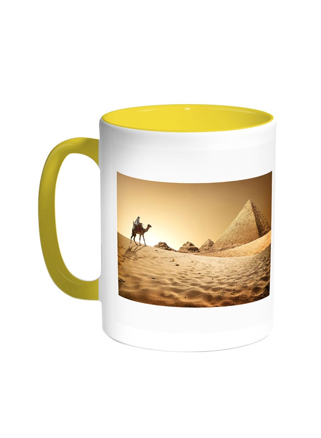 Decalac The Pyramids Of Egypt Printed Coffee Mug Yellow/White 