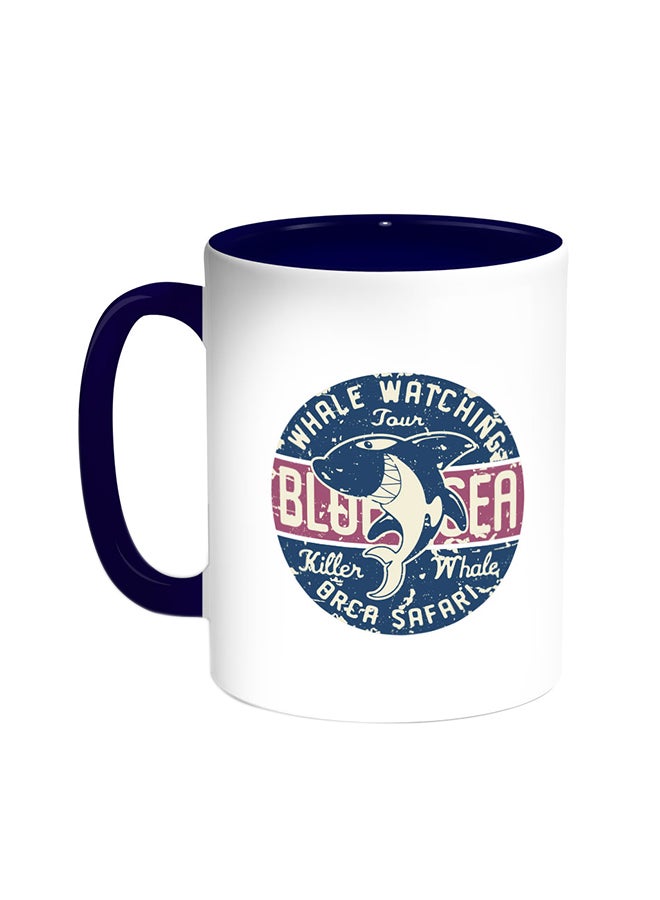 Decalac The Shark Printed Coffee Mug Blue/White