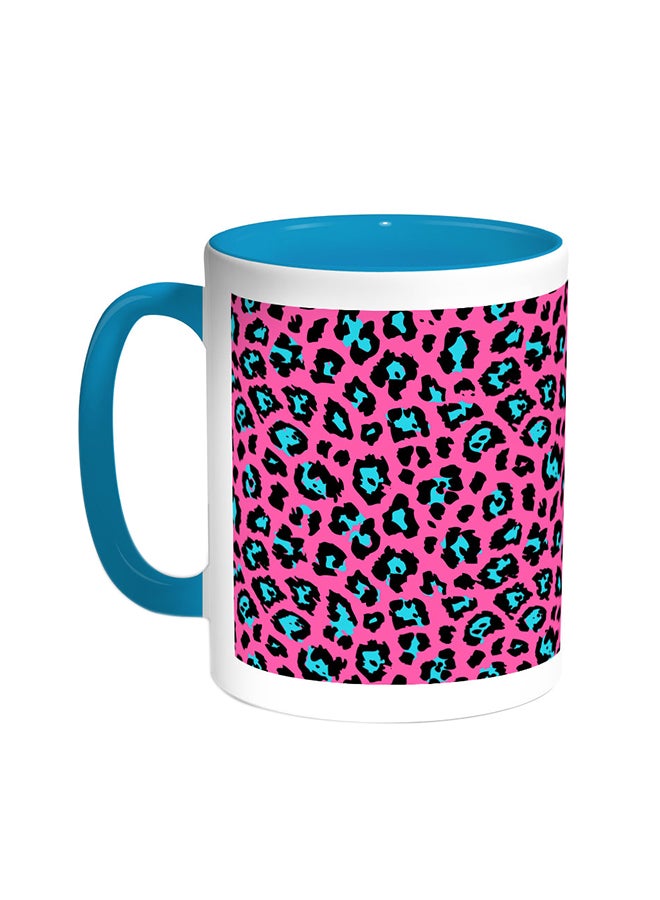 Decalac Tiger Skin Shape Printed Coffee Mug Turquoise/White