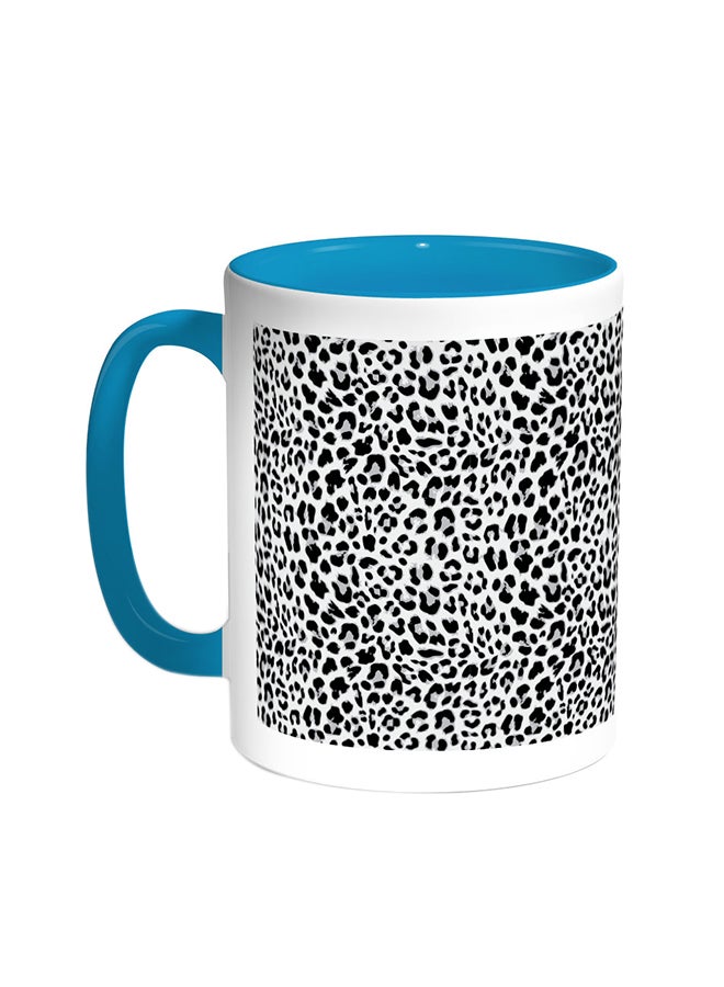 Tiger Skin Shape Printed Coffee Mug Turquoise/White