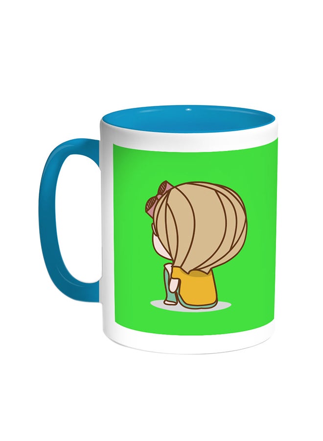 Decalac - Time To Think Printed Coffee Mug Turquoise/White - Image 1