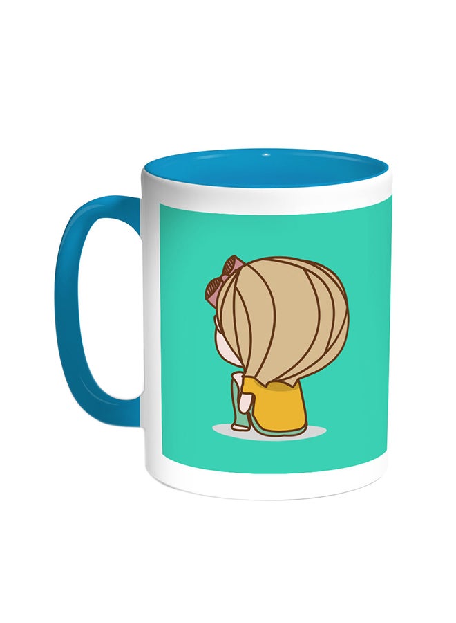 Time To Think Printed Coffee Mug Turquoise/White