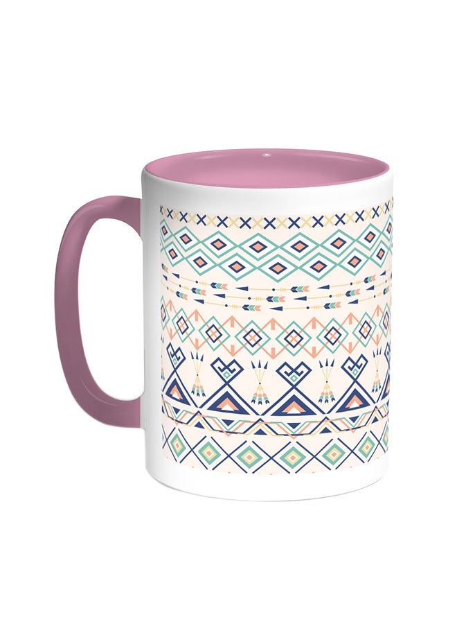 ديكالاك قدح قهوة - زخارف رمضان التقليدية وردي/أبيض