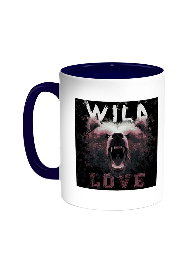 Decalac Wild Love - Bear Shape Printed Coffee Mug Blue/White 