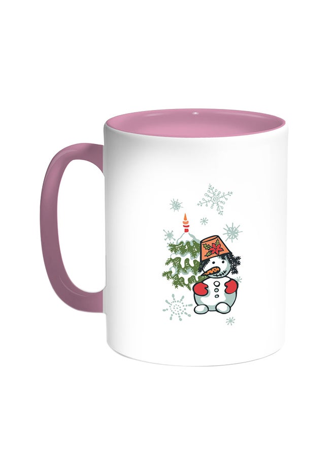 Decalac Winter Season Printed Coffee Mug Pink/White 