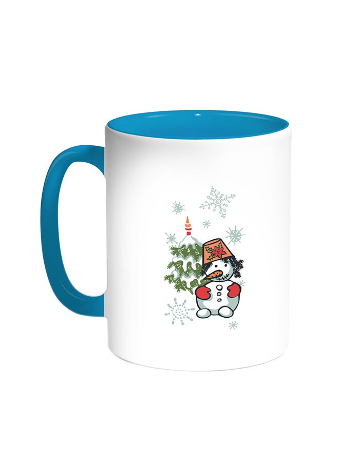 Decalac Winter Season Printed Coffee Mug Turquoise/White