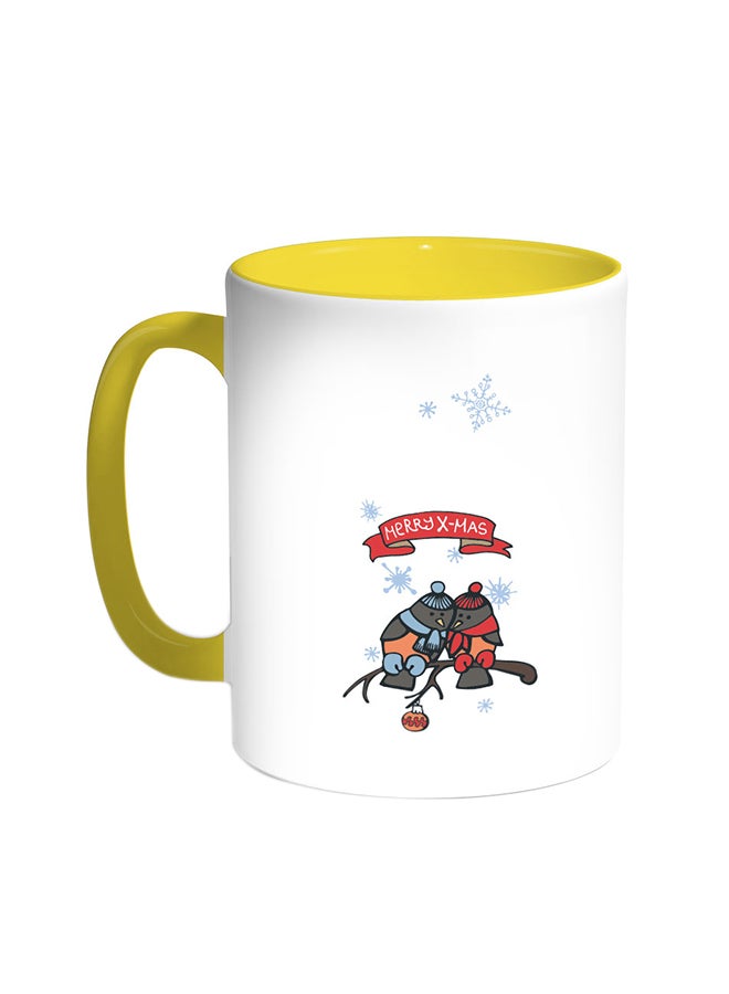 ديكالاك قدح قهوة - وينتر سيزون أصفر/ابيض