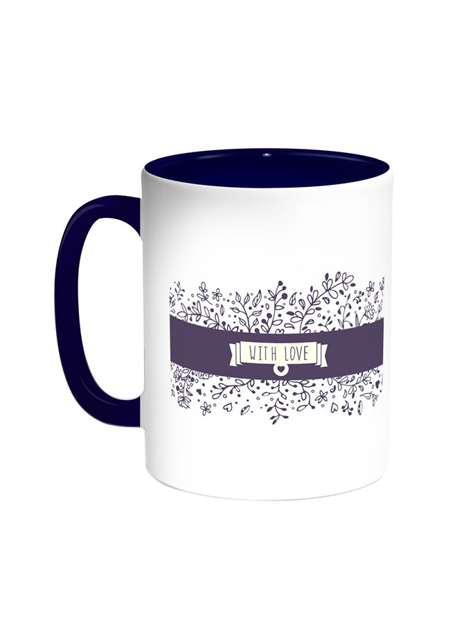 Decalac With Love Printed Coffee Mug Blue/White 