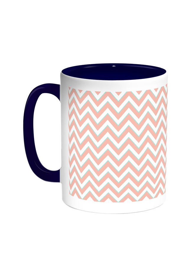 Zigzag Lines Printed Coffee Mug Blue/White