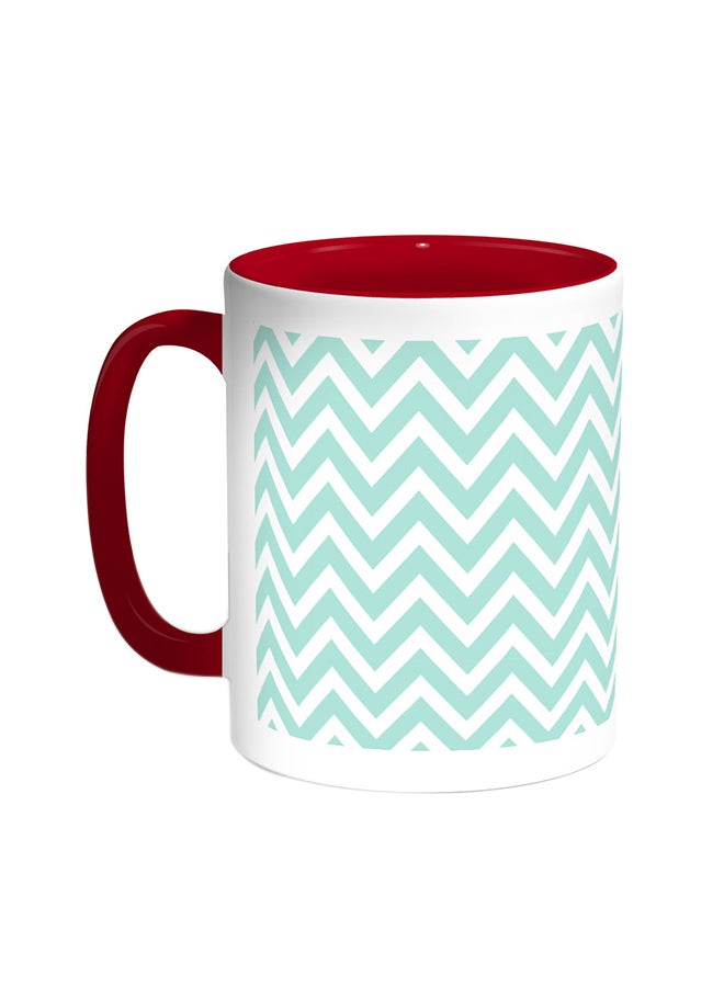 Decalac Zigzag Lines Printed Coffee Mug Red/White