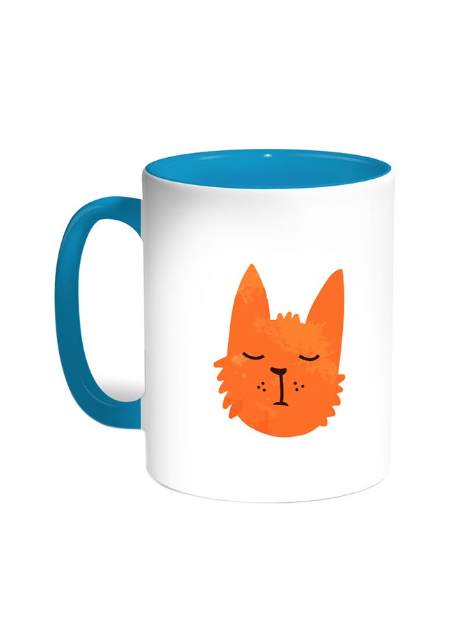 ديكالاك قدح قهوة مطبوع عليه قطة تركواز/أبيض