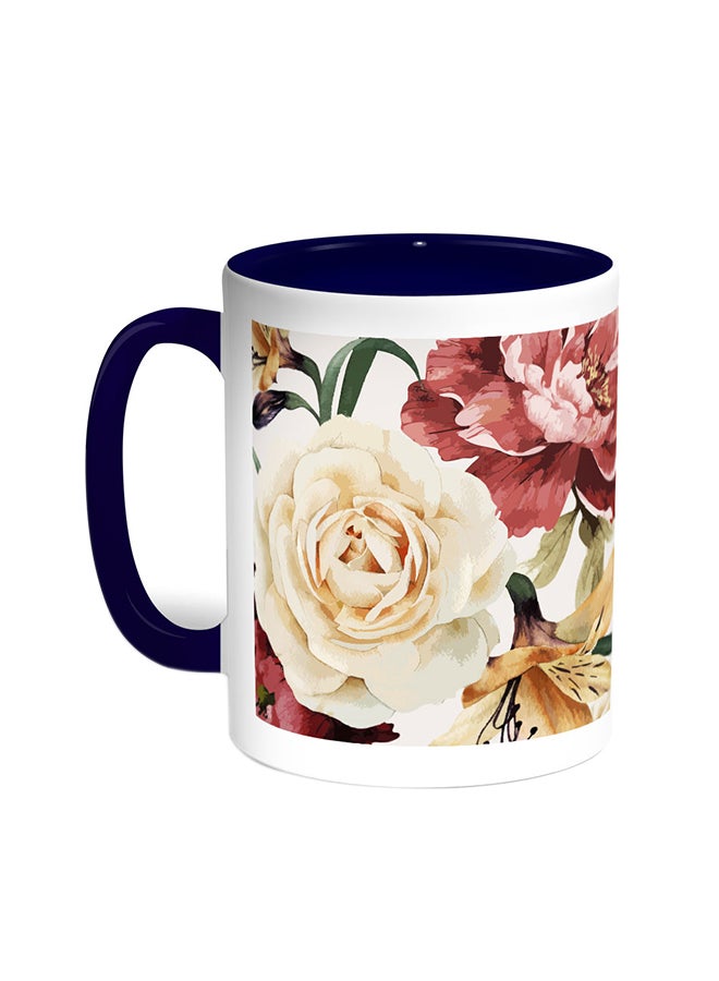 ديكالاك قدح قهوة - زهور أزرق/ أبيض