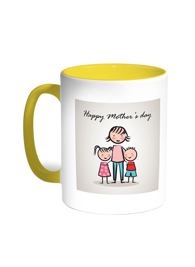 Happy Mother's Day Printed Coffee Mug Yellow/White
