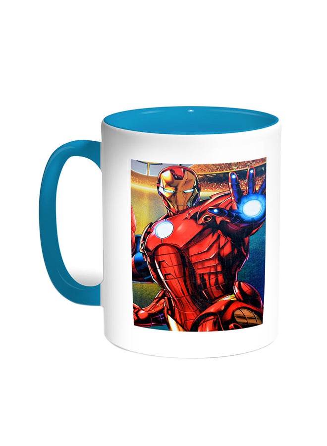 Decalac Iron Man Printed Coffee Mug Turquoise/White