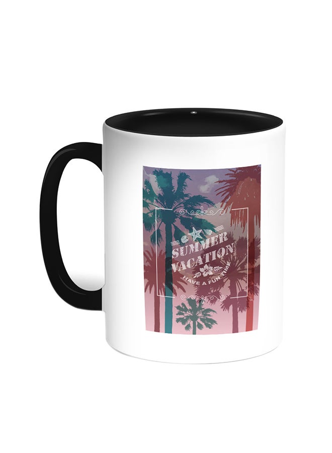 Decalac Summer Vacation Printed Coffee Mug Black/White