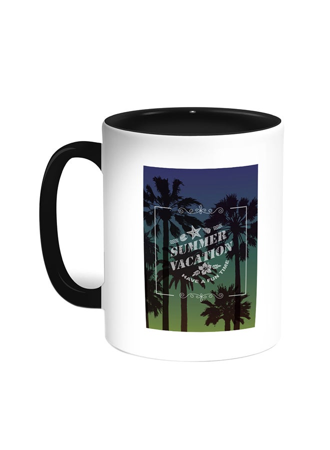 Decalac Summer Vacation Printed Coffee Mug Black/White 