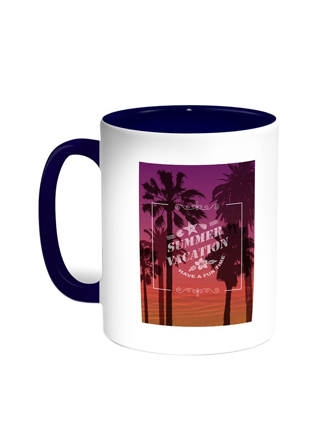 ديكالاك كوب قهوة مطبوع عليه عبارة "سامار فاكيشين" أزرق/ أبيض