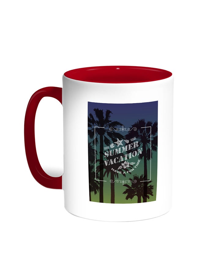 ديكالاك كوب قهوة مطبوع عليه عبارة "سامار فاكيشين" أحمر/أبيض