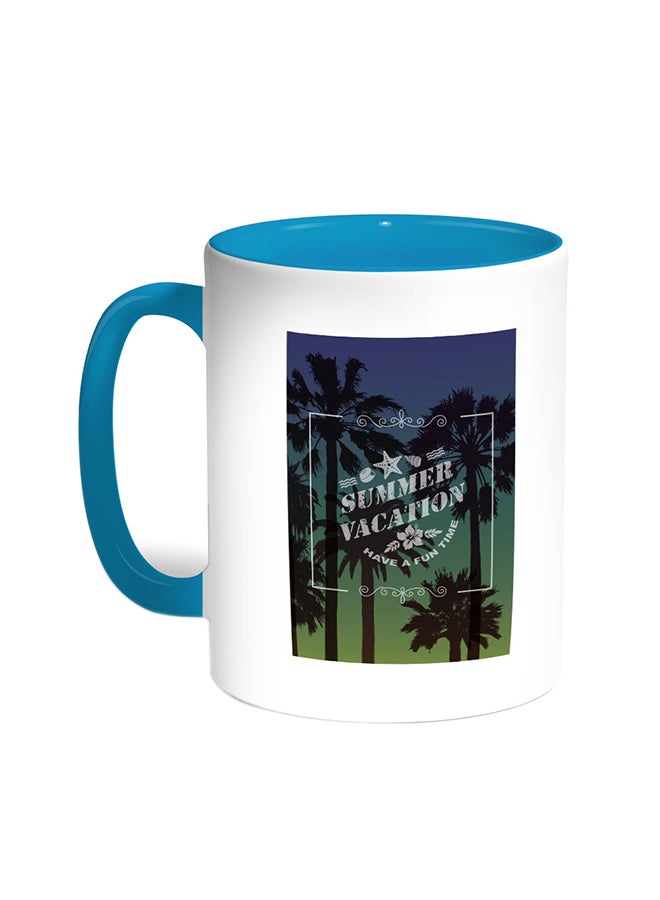 Summer Vacation Printed Coffee Mug Turquoise/White