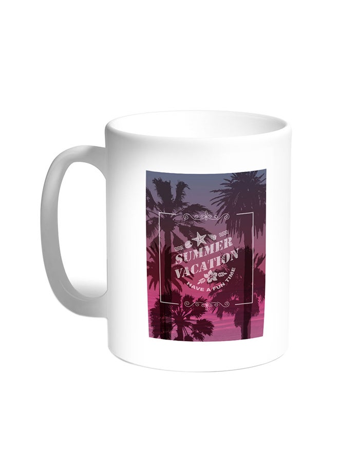 Decalac Summer Vacation Printed Coffee Mug White 