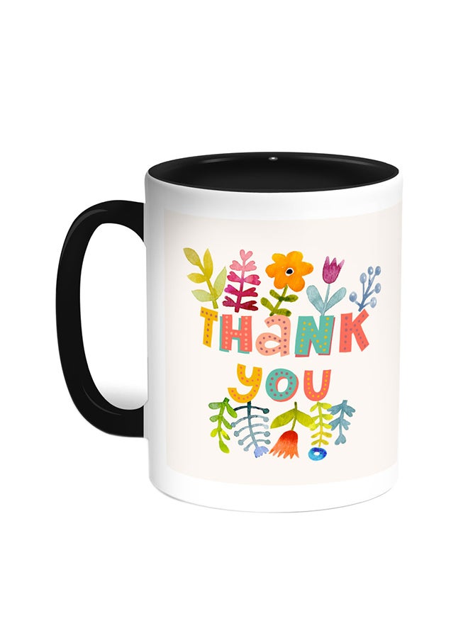 Decalac Thank You Printed Coffee Mug Black/White