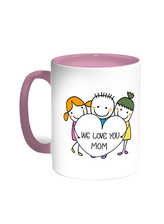 ديكالاك قدح قهوة - وي لوف يو مام وردي/أبيض