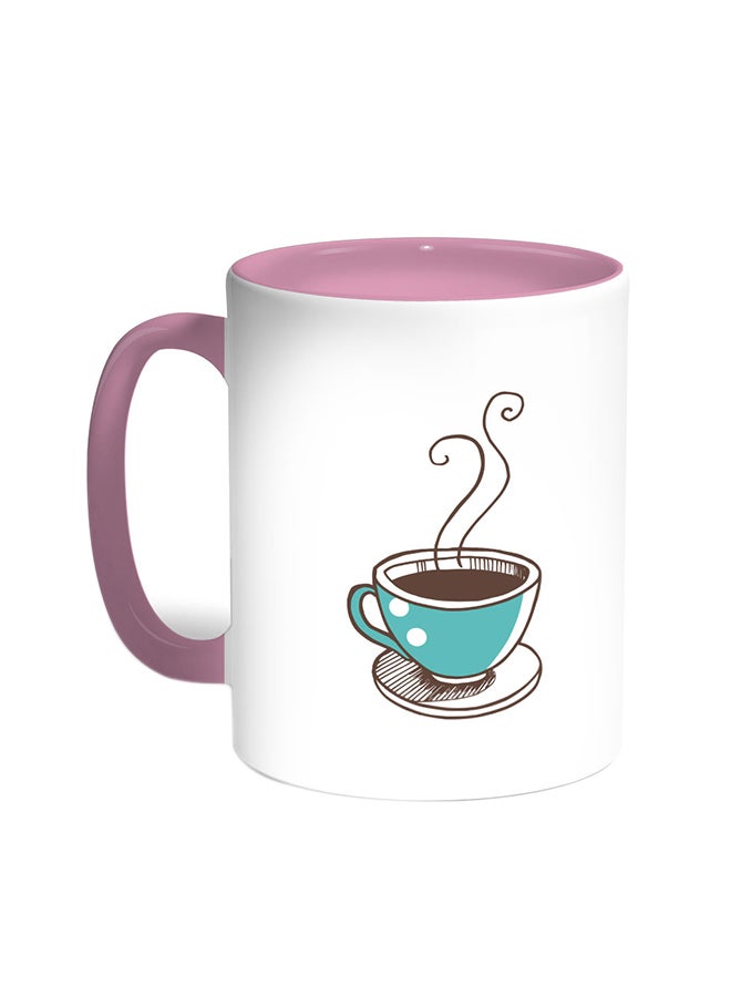 Decalac A Cup Of Coffee Printed Coffee Mug Pink/White