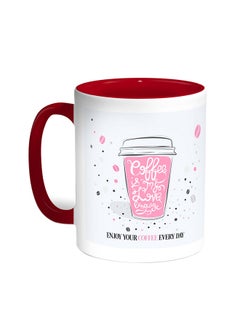 Decalac A Cup Of Coffee Printed Coffee Mug Red/White 