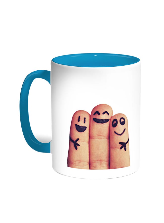 ديكالاك قدح قهوة بشعار "لافينج فاميلي" تركواز/أبيض